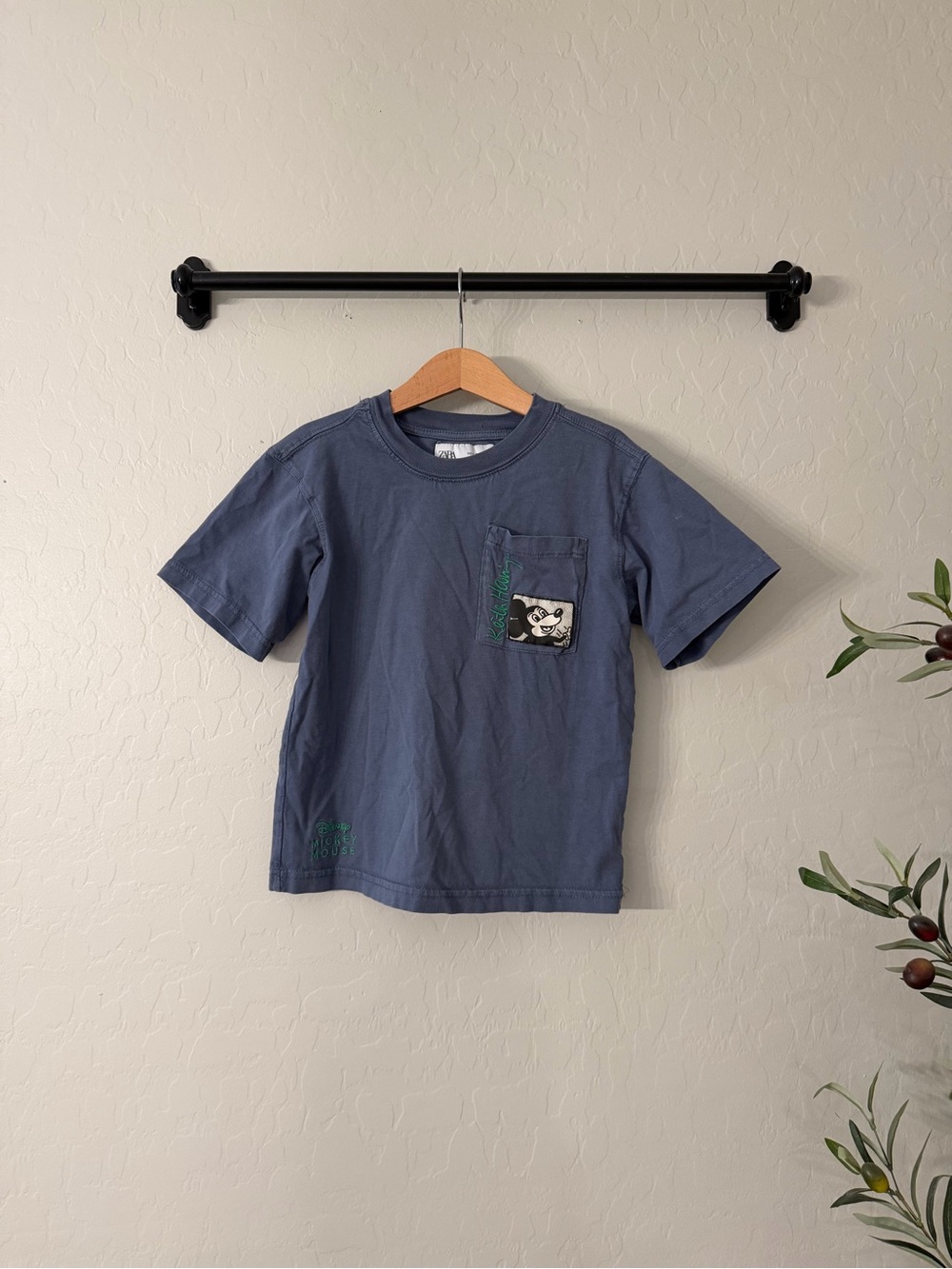 Zara Disney Mickey Mouse x Keith Haring Short Sleeve Pocket Tee